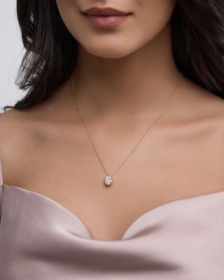 Certified Lab Grown Oval Cut Diamond Bezel Set Pendant Necklace in 18K Yellow Gold, 3.0 tcw