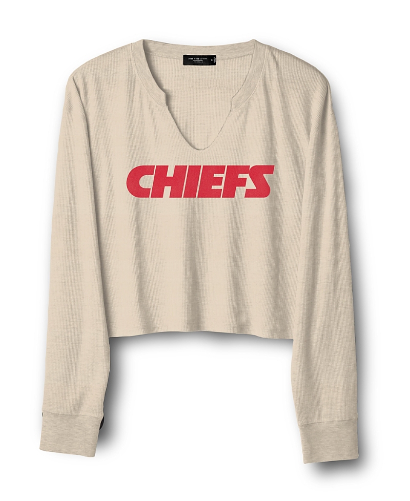 Junk Food Clothing Women's Nfl Kansas City Chiefs Sunday Cropped Thermal In Oatmeal