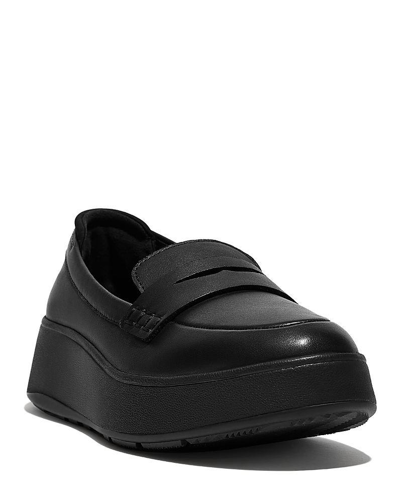 Fitflop Women's F-mode Leather Flatform Loafer Flats In All Black