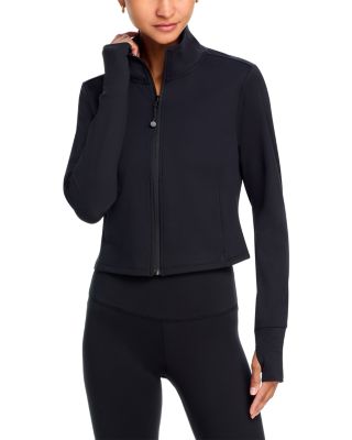 AQUA Cropped Full Zip Mock Neck Jacket - Exclusive