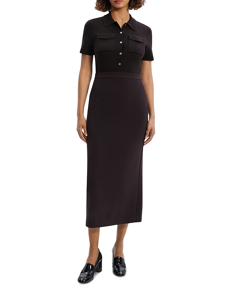 Theory Admiral Crepe Short-Sleeve Utility Midi Dress | Smart Closet Theory Admiral Crepe Short-Sleeve Utility Midi Dress | Smart Closet