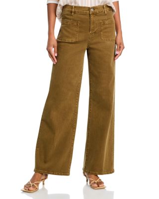 FRAME - Le Slim High Rise Palazzo Jeans in Khaki Green