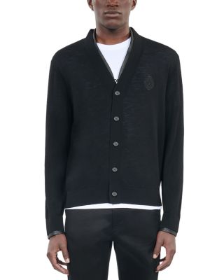 The Kooples - Leather Trim Cardigan Sweater