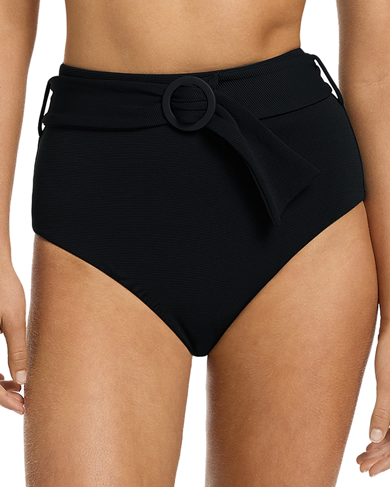 Jets Isla Rib High Waist Bikini Bottom In Black