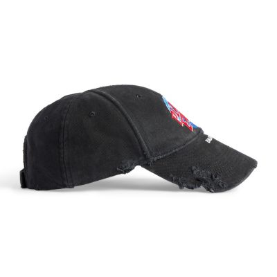 BALENCIAGA PLANET EARTH キャップ Balenciaga Men's Planet Earth Cap in Wash Black/Multicol
