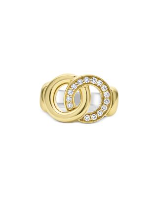 Two Tone Interlocking Diamond Statement Ring, 0.34 tcw
