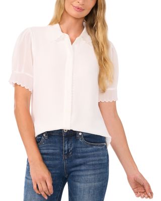 CeCe - Scalloped Button Front Blouse