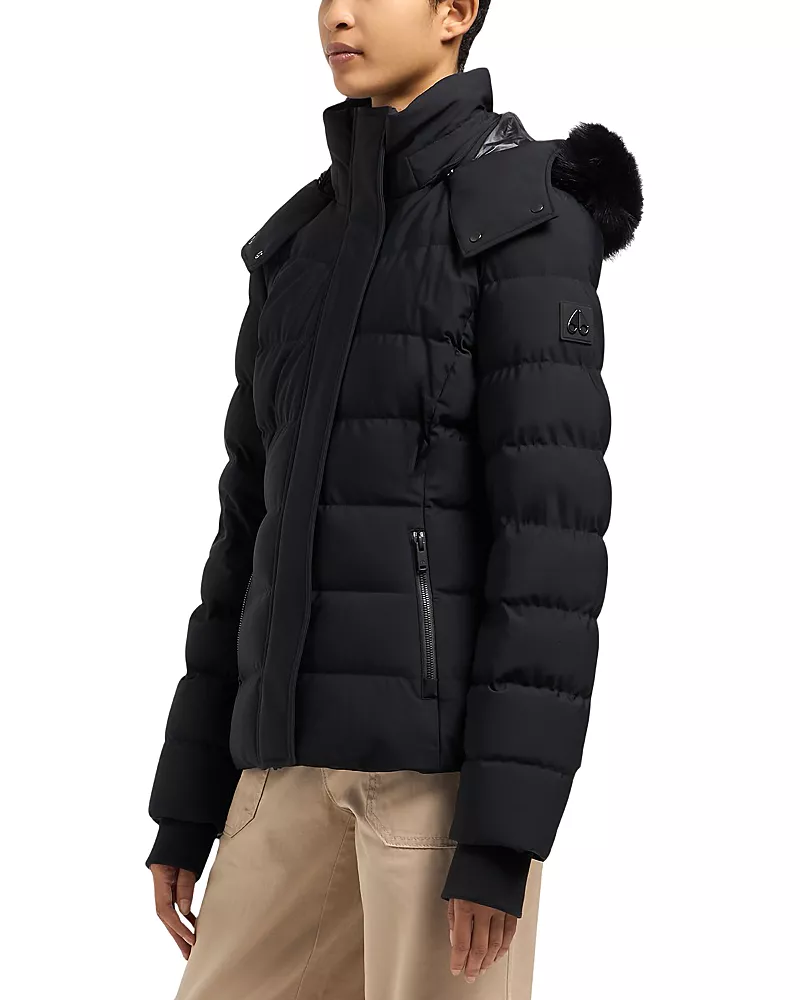 Moose Knuckles Betta Shearling Trim Down Puffer Jacket