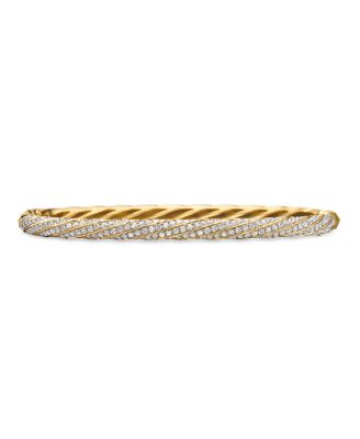 David Yurman - Cable Edge Bracelet in Recycled 18K Yellow Gold with Full Pav&eacute; Diamonds