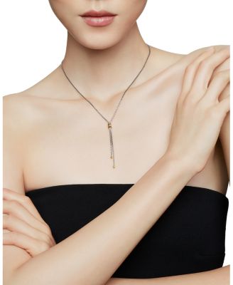 Sterling Silver & 18K Yellow Gold Petite X Lariat Necklace, 17-18"
