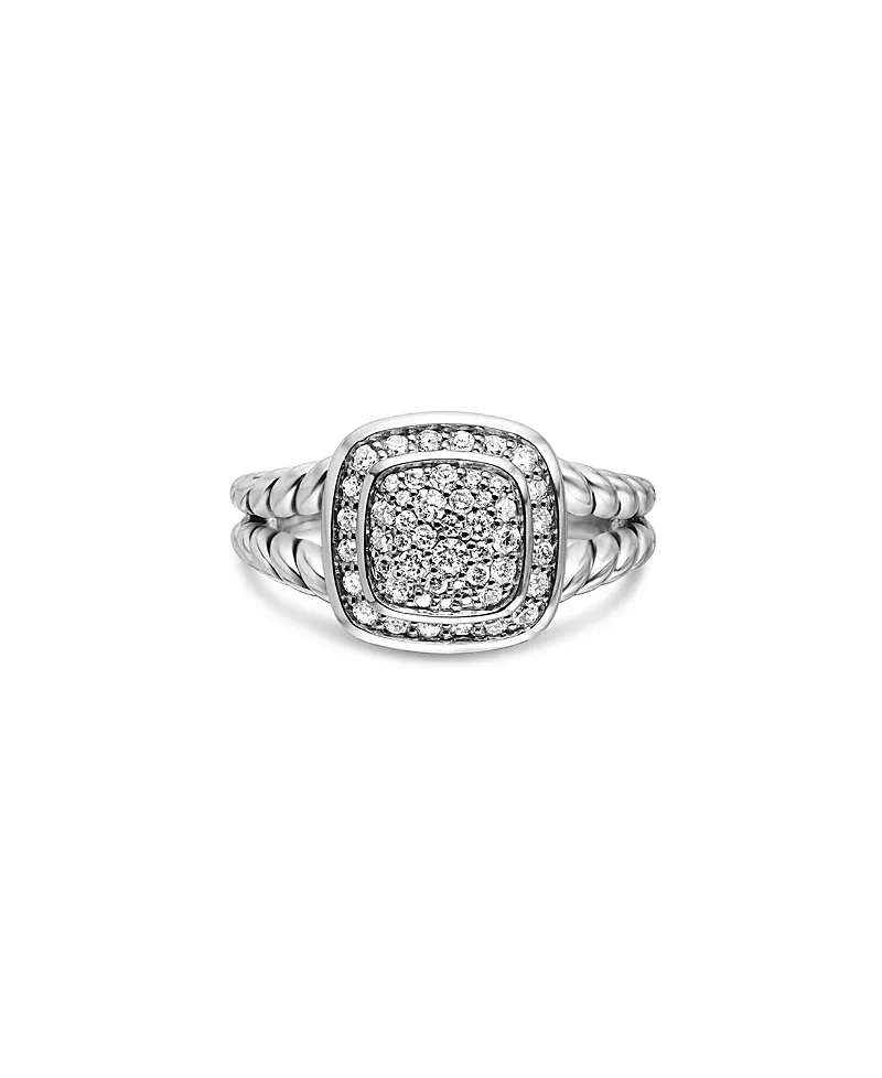 David Yurman Sterling Silver Petite Albion Diamond Pave Ring