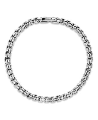 Men&#39;s Double Box Chain Bracelet in Sterling Silver, 4mm