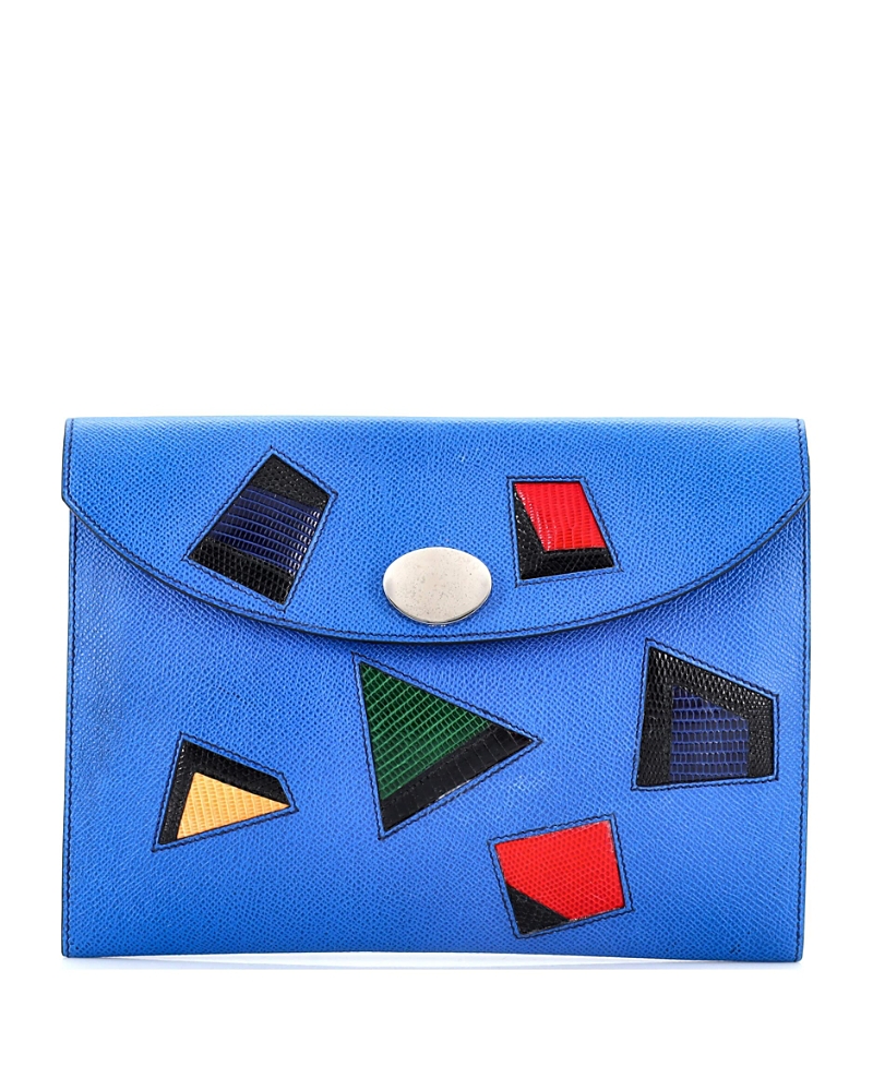 PRE-OWNED HERMES PRE-OWNED HERMES PM RIO CLUTCH LEATHER WITH LIZARD