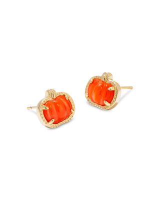 Gemstone Pumpkin Stud Earrings