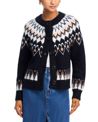 AQUA - Heart Fair Isle Cardigan - Exclusive