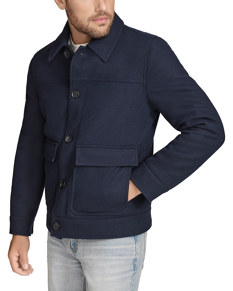 Andrew Marc Warwick Chore Coat In Navy