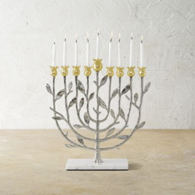 Pomegranate Silver and Gold Menorah