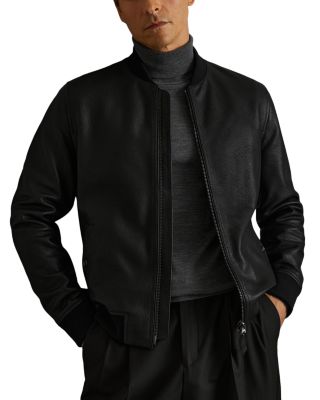 REISS - Cast Leather Bomber Jacket