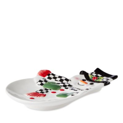 Christmas Tree Black and White Snowman Dish
