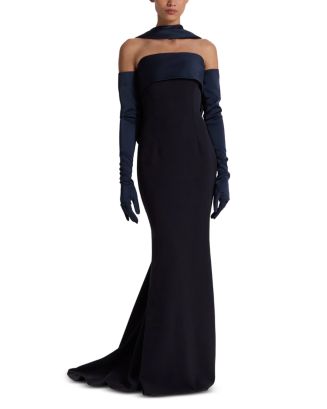 roshana satin-trimmed crepe maxi dress by safiyaa from moda operandi Roshana Satin-Trimmed Crepe Maxi Dress By Safiyaa