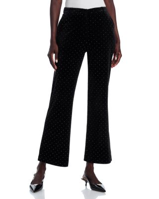 AQUA - Velvet Rhinestone Pants - Exclusive