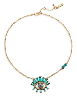 Kurt Geiger London Crystal & Imitation Pearl Evil Eye Pendant Necklace, 16-18
