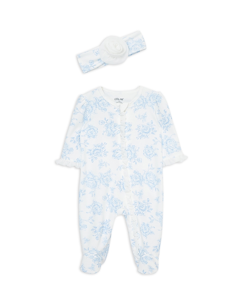 Little Me Girls' Roses Print Footie With Headband - Baby