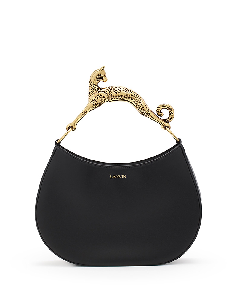 Shop Lanvin Hobo Cat Bag In Lamb Leather In Black