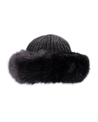 Faux Fur Cuffed Knit Hat