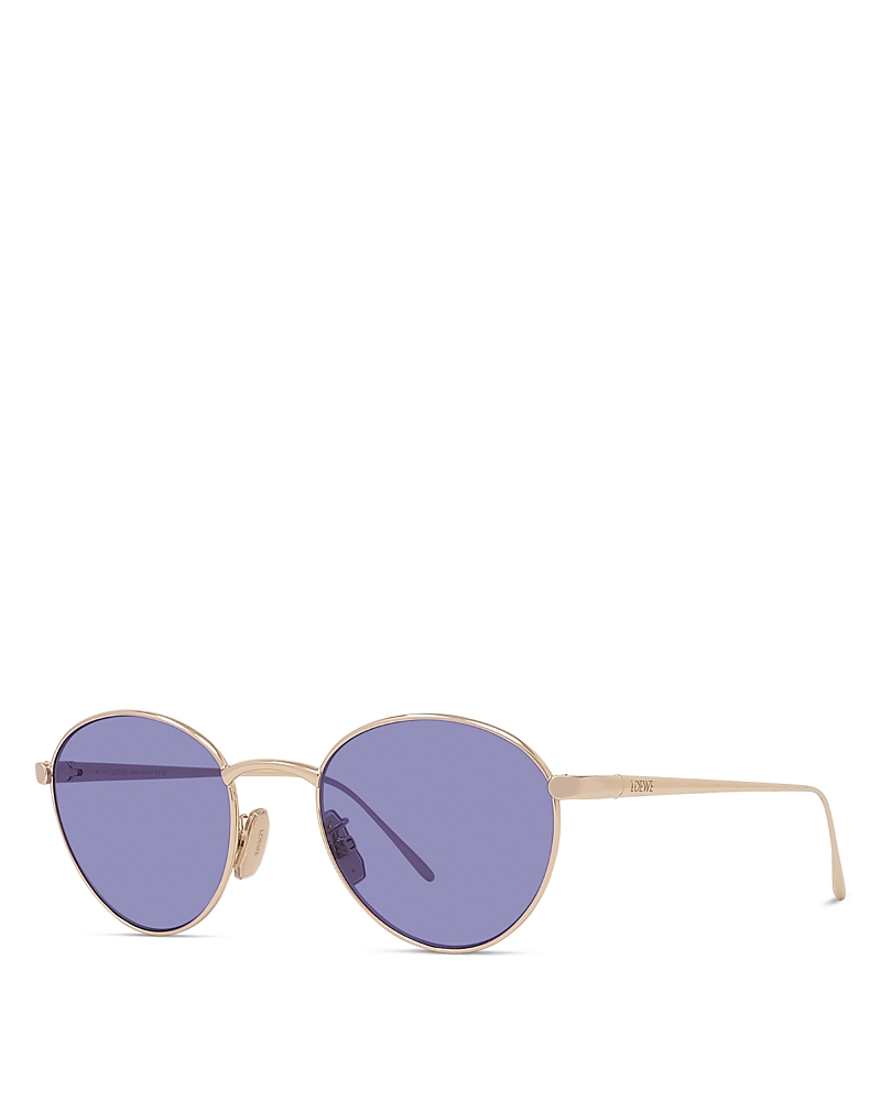 Loewe Slim Round Sunglasses, 49mm In Gold