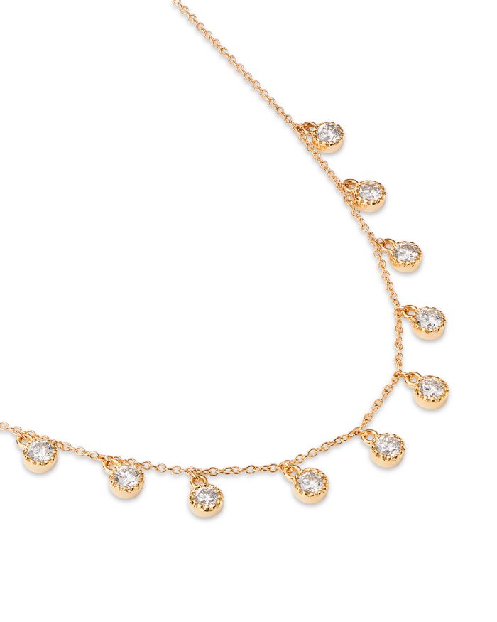 14K Yellow Gold Lab Grown Diamond Dangle Collar Necklace, 16-18"