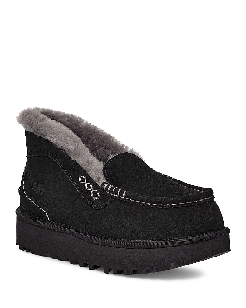 Ugg Wansley Womens Solid Faux Suede Slip-on Sneakers In Black