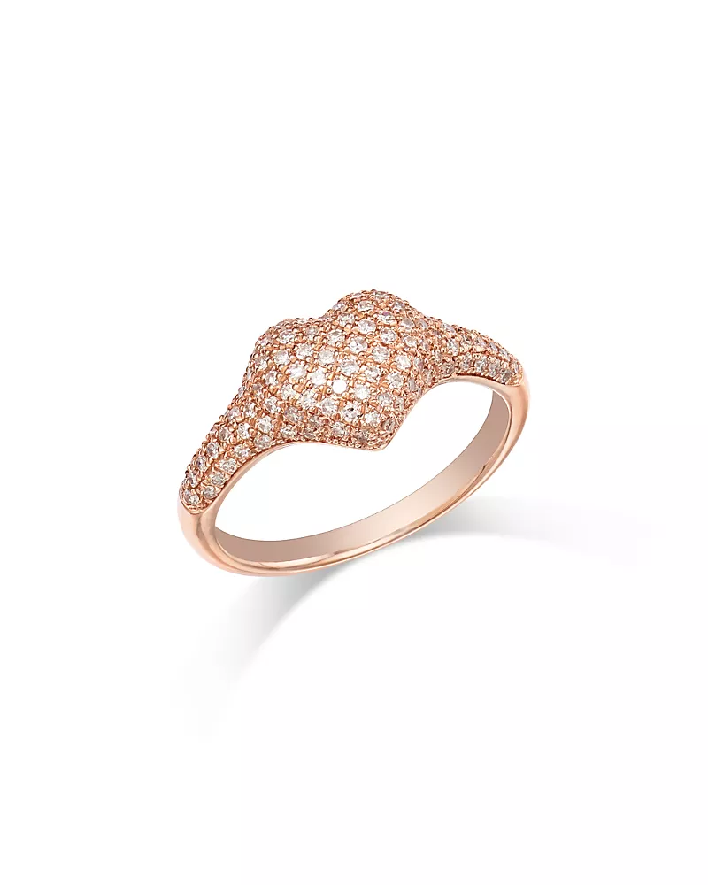 Bloomingdale's Diamond Pave Heart Pinky Ring in 14K Rose Gold, 0.33 tcw