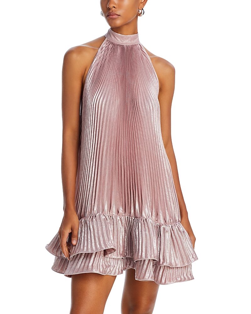 Shop L'idée L'idee Soleil Mini Dress In Dusty Shimmer