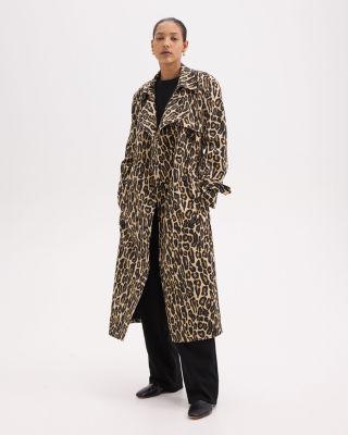 Theory Leopard Print Wool Trench Coat | Bloomingdale's