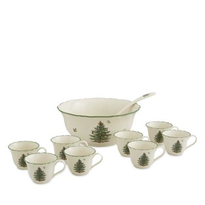 Christmas Tree 10-Piece Punch Bowl Set