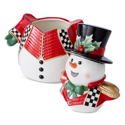 Christmas Tree Black &amp; White Snowman Cookie Jar
