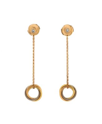Pre-Owned Cartier Trinity Diamond Drop Earrings 18K Tricolor Gold