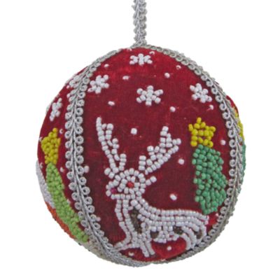 Sudhar Pennathur Velvet Beaded Ball Ornament