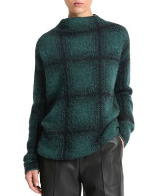 Vince - Shadow Plaid Funnel Neck Sweater