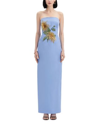 Oscar de la Renta - Strapless Crystal Floral Embellished Dress