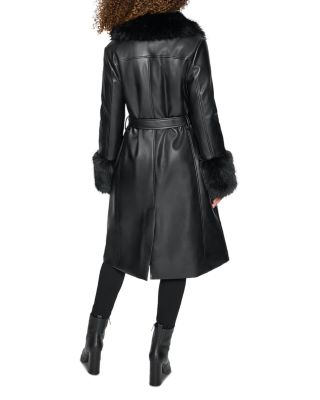 Faux Leather Trench Coat