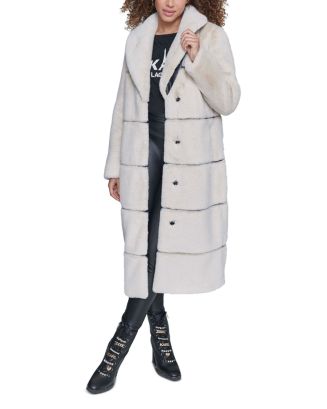 KARL LAGERFELD ロングコート マキシ丈 ヘリンボーン ファー付き Amazon.com: KARL LAGERFELD Paris Women's Outerwear long wrap coat