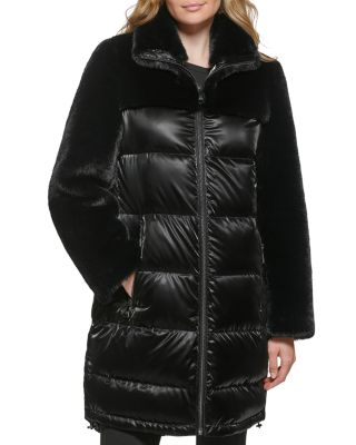 KARL LAGERFELD PARIS - Mixed Media Puffer Coat