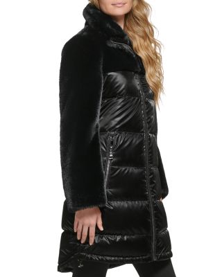 Mixed Media Puffer Coat