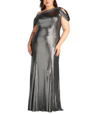 Tadashi Shoji - Copley Shoulder Drape Lame Gown