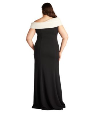 Plus Dalton Two-Tone Off-Shoulder Gown