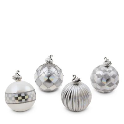 Mackenzie-Childs - Crystal Palace Swan Glass Ball Ornaments, Set of 4