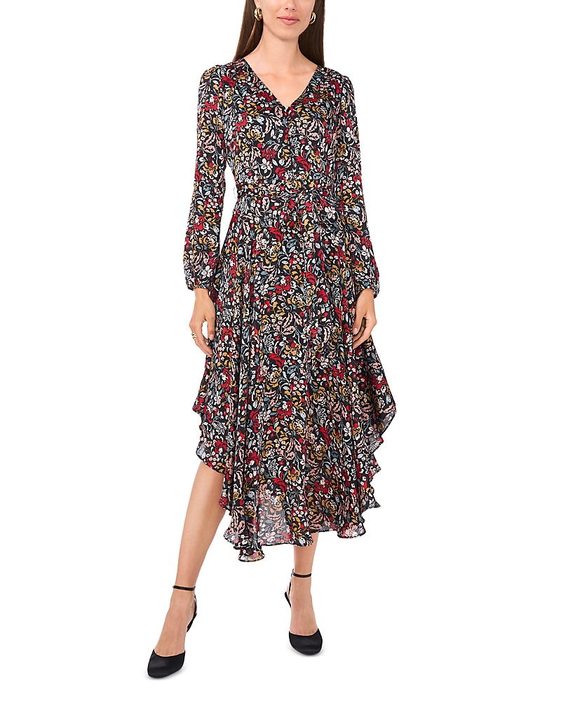 Vince Camuto Floral V Neck A Line Dress