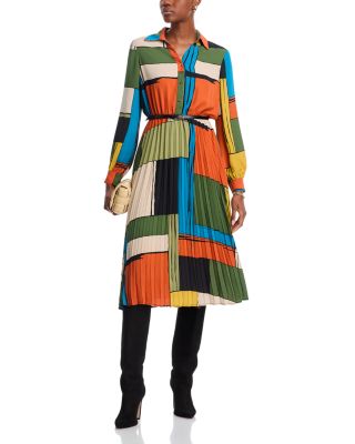 Pleated Midi Shirt Dress